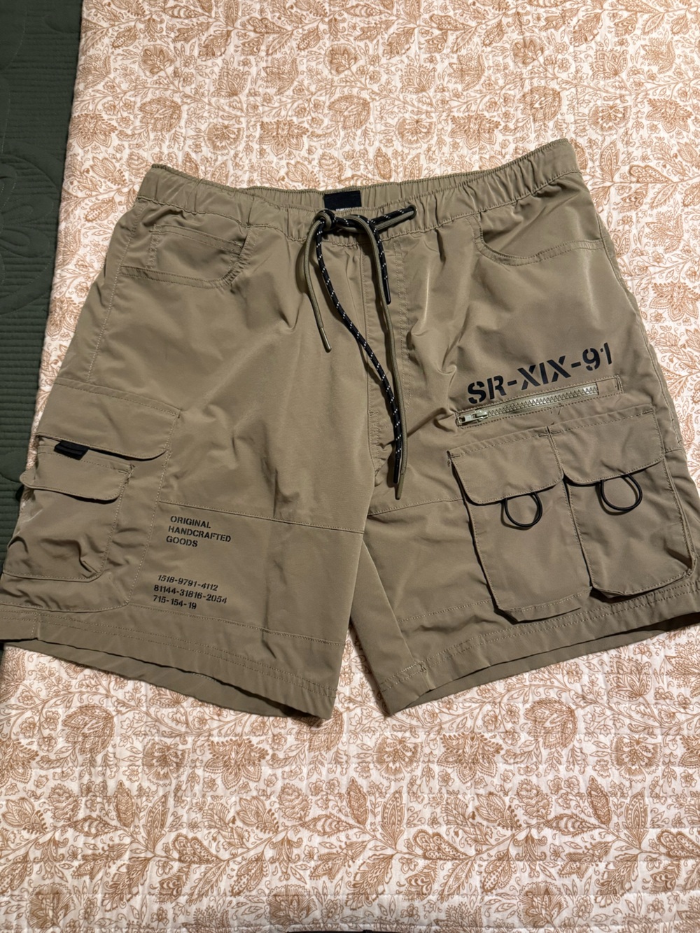 SR-XIX-91 Olive Tactical Cargo Shorts with Drawcord Waist